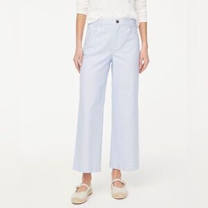 J. crew factory Striped high-rise wide-leg cropped pant light blue/white Sz 27